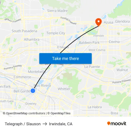 Telegraph / Slauson to Irwindale, CA map