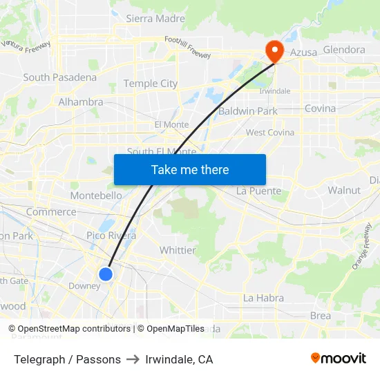 Telegraph / Passons to Irwindale, CA map