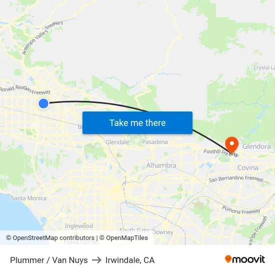 Plummer / Van Nuys to Irwindale, CA map