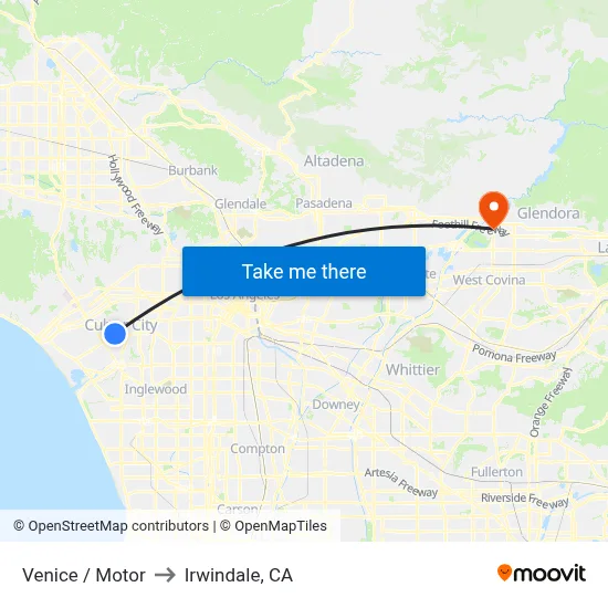 Venice / Motor to Irwindale, CA map