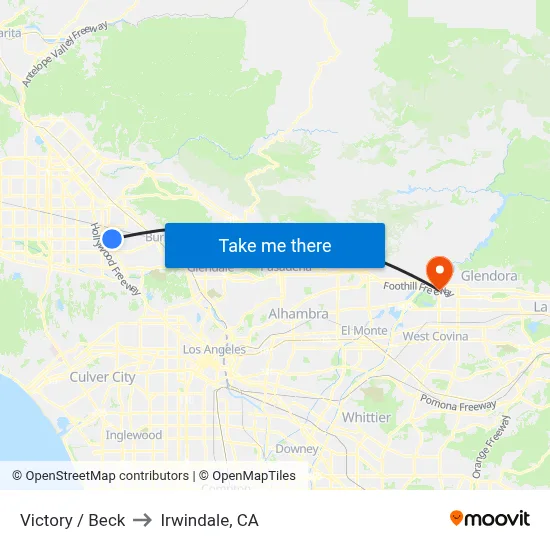 Victory / Beck to Irwindale, CA map