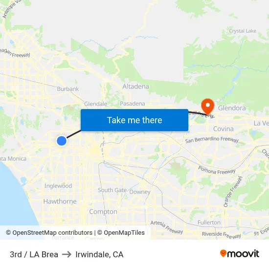 3rd / LA Brea to Irwindale, CA map