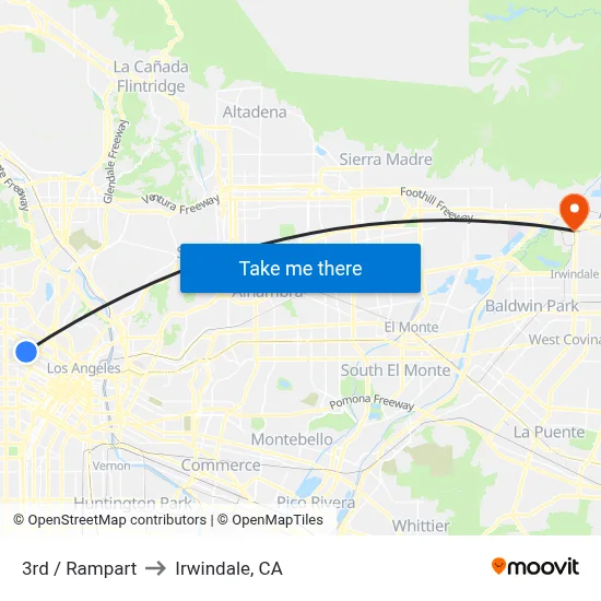 3rd / Rampart to Irwindale, CA map