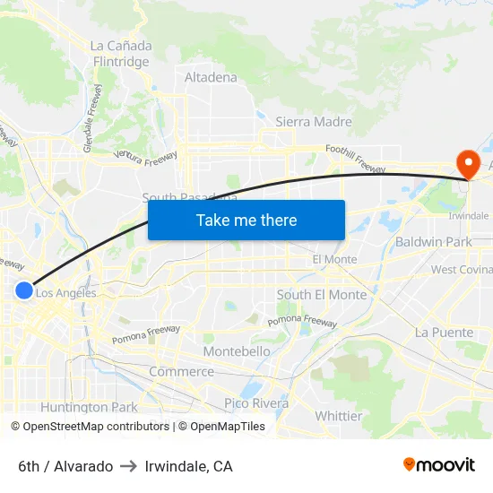 6th / Alvarado to Irwindale, CA map