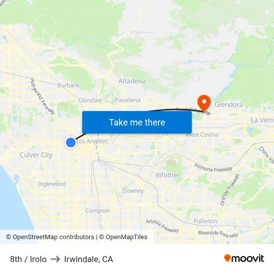 8th / Irolo to Irwindale, CA map