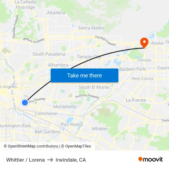 Whittier / Lorena to Irwindale, CA map