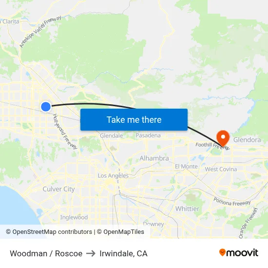 Woodman / Roscoe to Irwindale, CA map