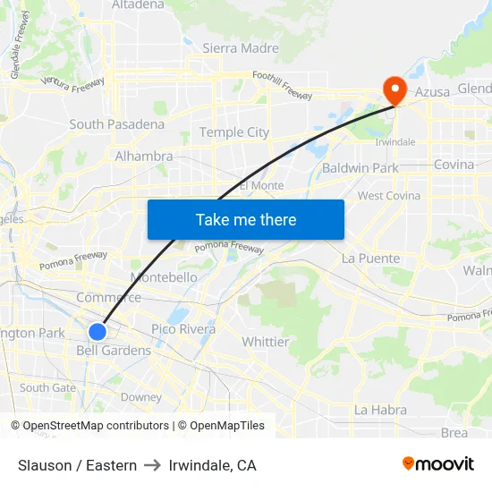 Slauson / Eastern to Irwindale, CA map