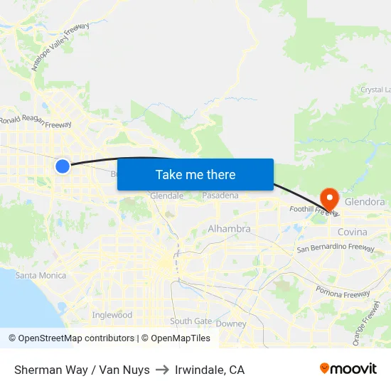 Sherman Way / Van Nuys to Irwindale, CA map
