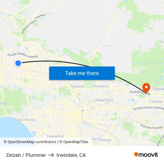 Zelzah / Plummer to Irwindale, CA map