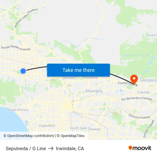 Sepulveda / G Line to Irwindale, CA map