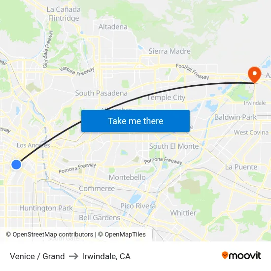 Venice / Grand to Irwindale, CA map