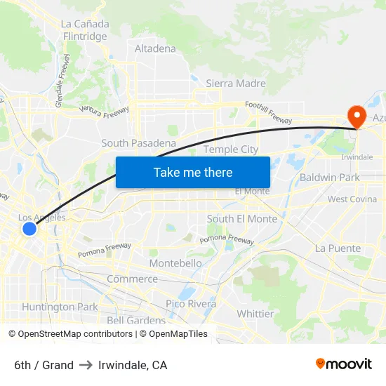 6th / Grand to Irwindale, CA map