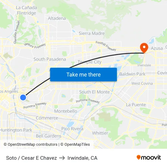 Soto / Cesar E Chavez to Irwindale, CA map