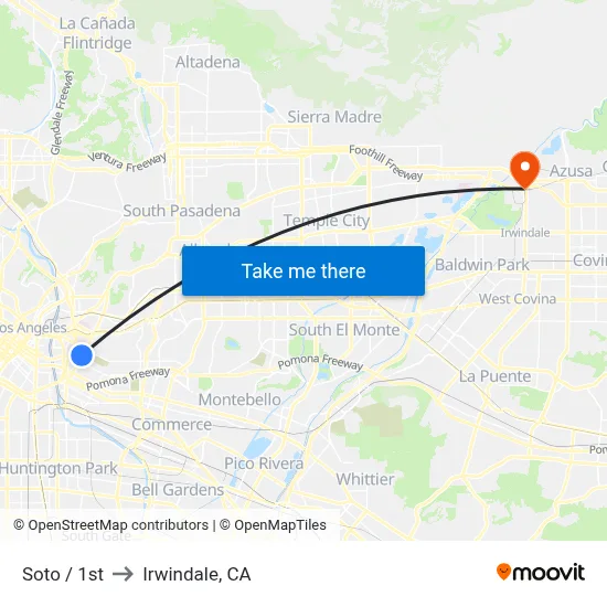 Soto / 1st to Irwindale, CA map