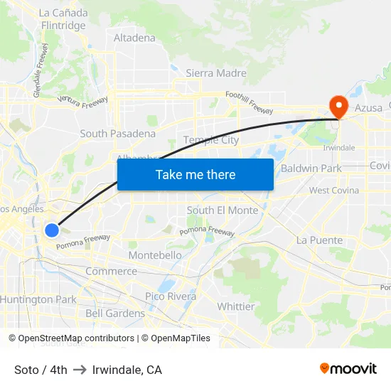 Soto / 4th to Irwindale, CA map
