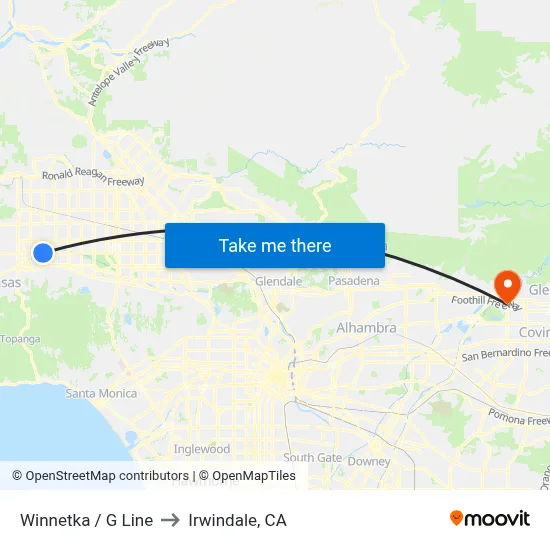 Winnetka / G Line to Irwindale, CA map