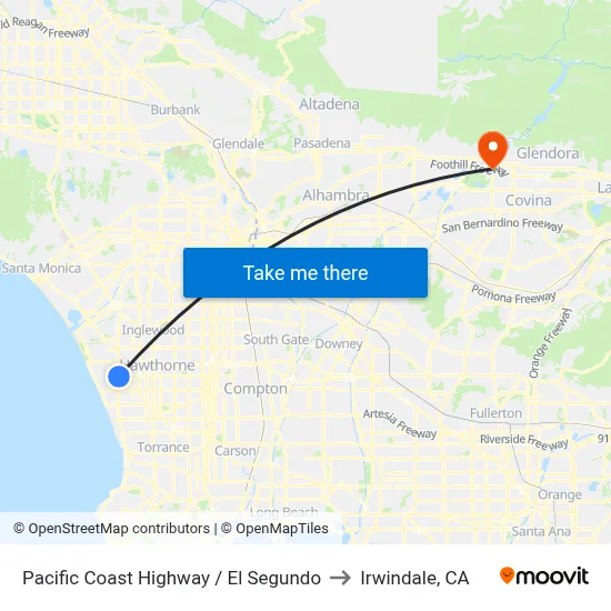 Pacific Coast Highway / El Segundo to Irwindale, CA map