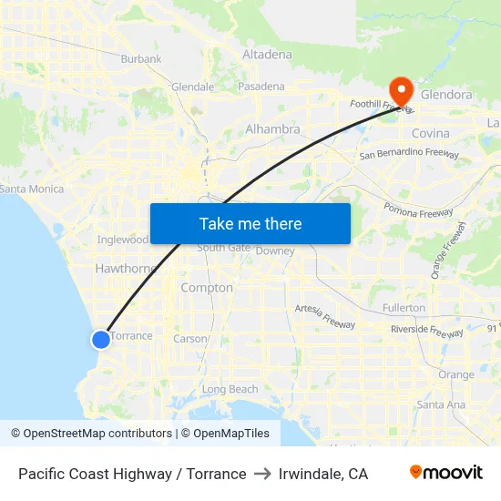 Pacific Coast Highway / Torrance to Irwindale, CA map
