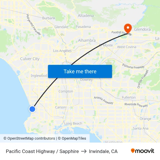 Pacific Coast Highway / Sapphire to Irwindale, CA map