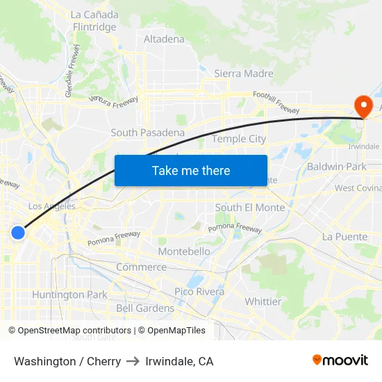 Washington / Cherry to Irwindale, CA map