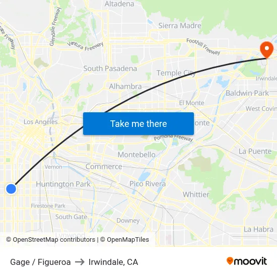 Gage / Figueroa to Irwindale, CA map