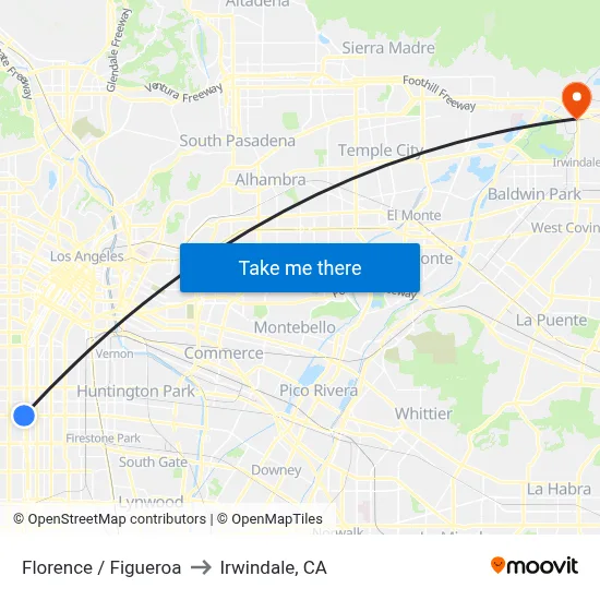 Florence / Figueroa to Irwindale, CA map