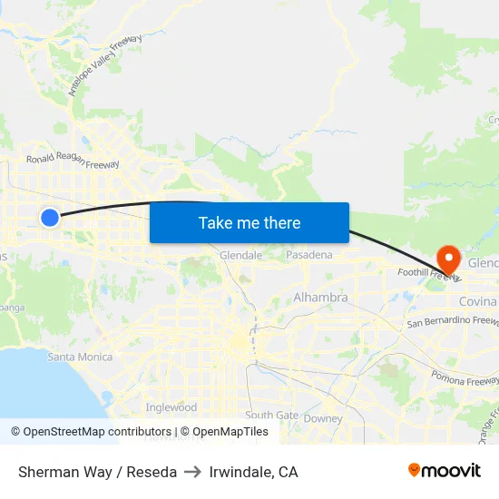 Sherman Way / Reseda to Irwindale, CA map