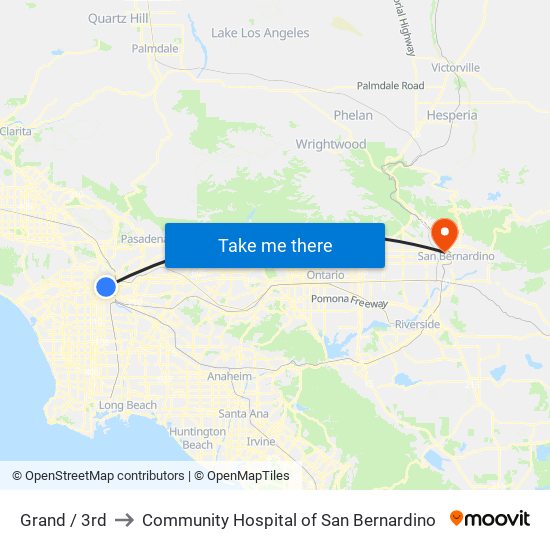 Grand / 3rd to Community Hospital of San Bernardino map