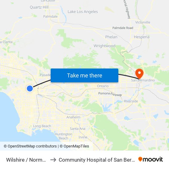 Wilshire / Normandie to Community Hospital of San Bernardino map