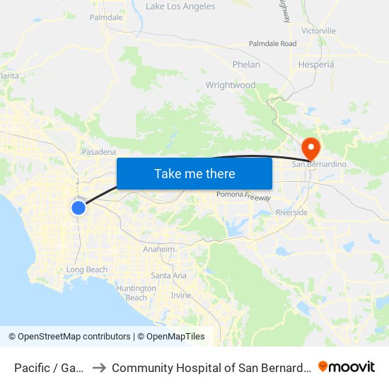 Pacific / Gage to Community Hospital of San Bernardino map