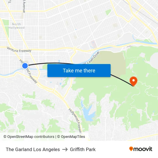 The Garland Los Angeles to Griffith Park map