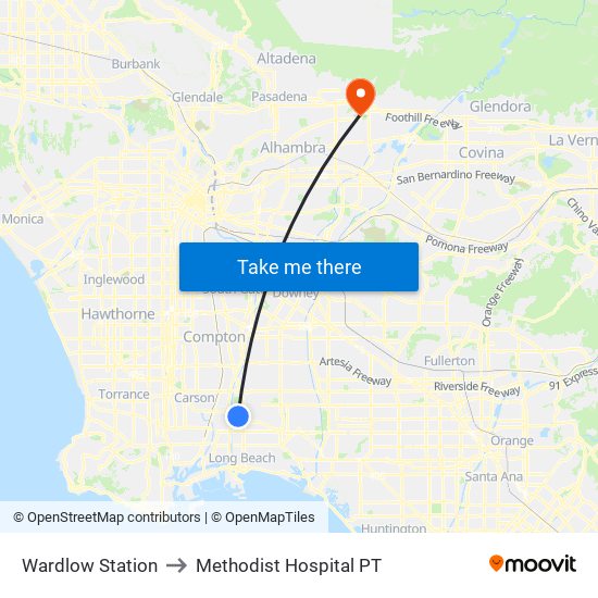 Wardlow Station to Methodist Hospital PT map