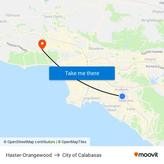 Haster-Orangewood to City of Calabasas map