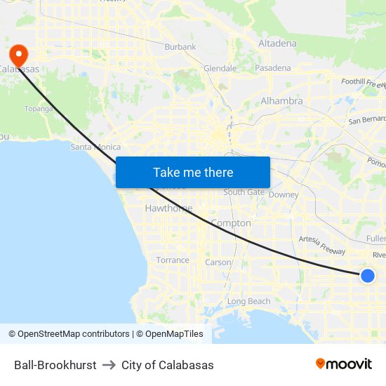 Ball-Brookhurst to City of Calabasas map
