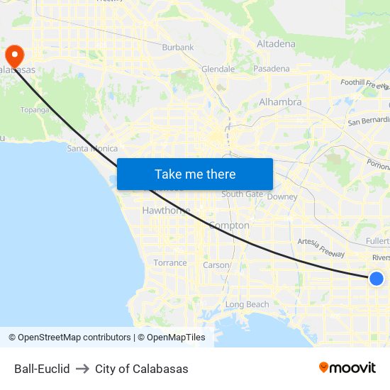 Ball-Euclid to City of Calabasas map