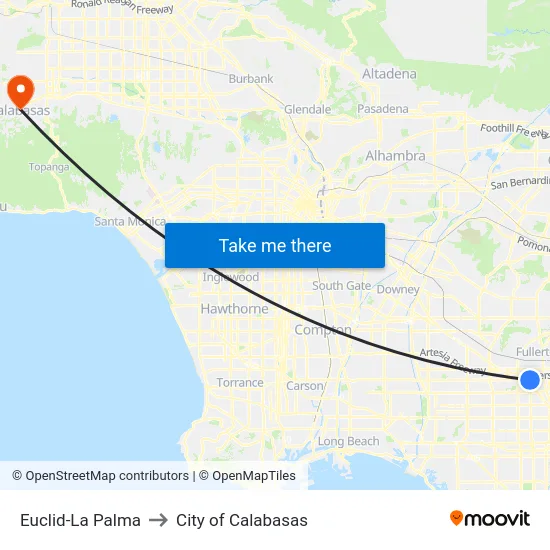 Euclid-La Palma to City of Calabasas map