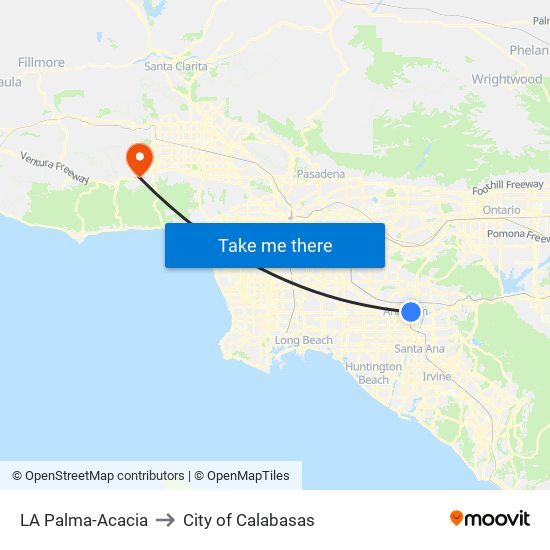 LA Palma-Acacia to City of Calabasas map