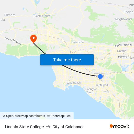 Lincoln-State College to City of Calabasas map