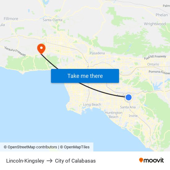 Lincoln-Kingsley to City of Calabasas map