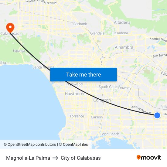 Magnolia-La Palma to City of Calabasas map