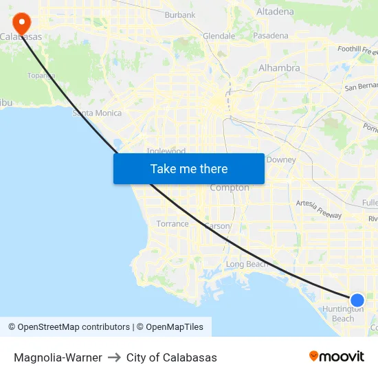 Magnolia-Warner to City of Calabasas map