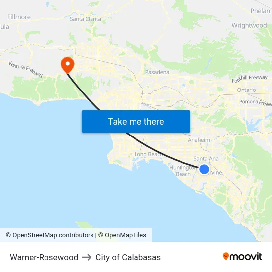 Warner-Rosewood to City of Calabasas map