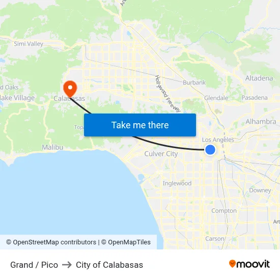 Grand / Pico to City of Calabasas map