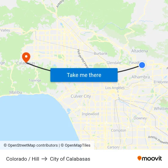 Colorado / Hill to City of Calabasas map