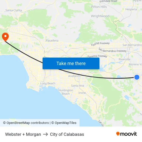 Webster + Morgan to City of Calabasas map