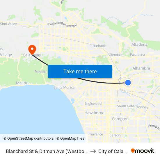 Blanchard St & Ditman Ave (Westbound) (4313) to City of Calabasas map