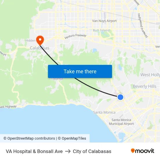 VA Hospital  & Bonsall Ave to City of Calabasas map