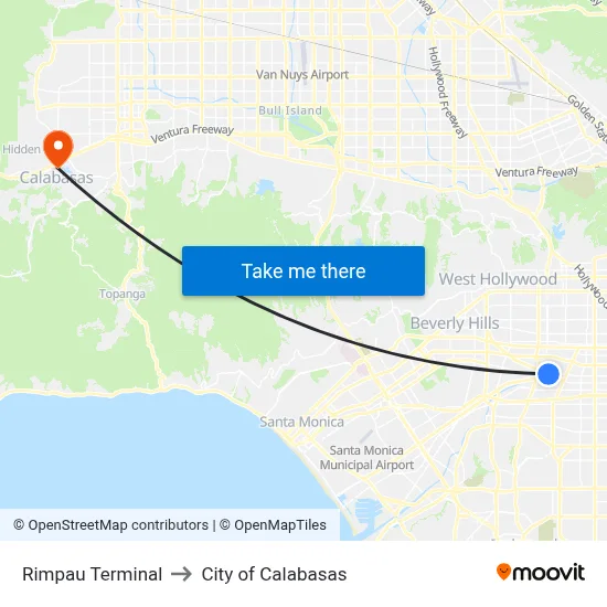 Rimpau Terminal to City of Calabasas map