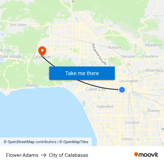 Flower-Adams to City of Calabasas map